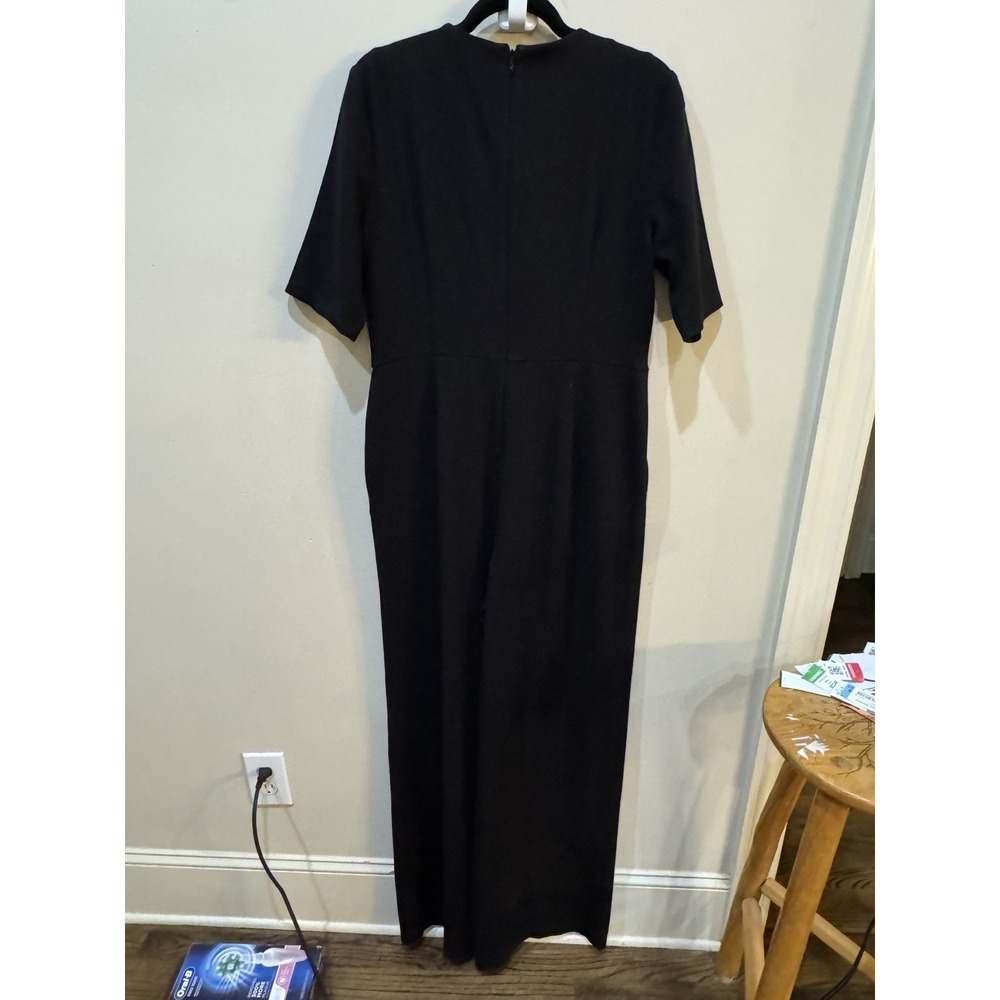 Donna Karan Black O-Ring Straight-Leg Twist Front Jumpsuit Size 12 - Picture 6 of 16